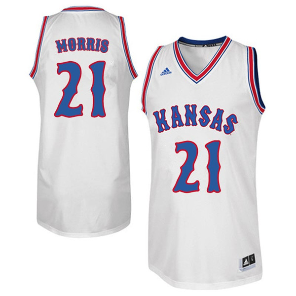 Men #21 Markieff Morris Kansas Jayhawks Retro Throwback College Basketball Jerseys Sale-White